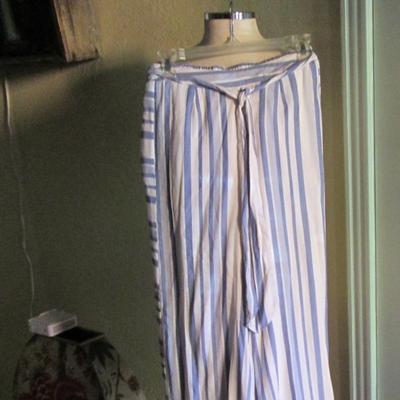 Wide Blue White Striped Wide Leg Pants XS/S - Picture 2 of 7